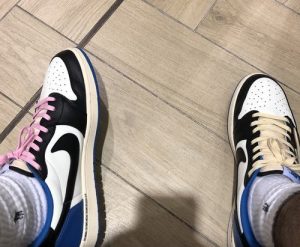 Fragment Design X Travis Scott X Air Jordan 1 Retro Low ‘Sail Black Military Blue’ photo review