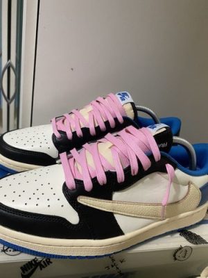 Fragment Design X Travis Scott X Air Jordan 1 Retro Low ‘Sail Black Military Blue’ photo review